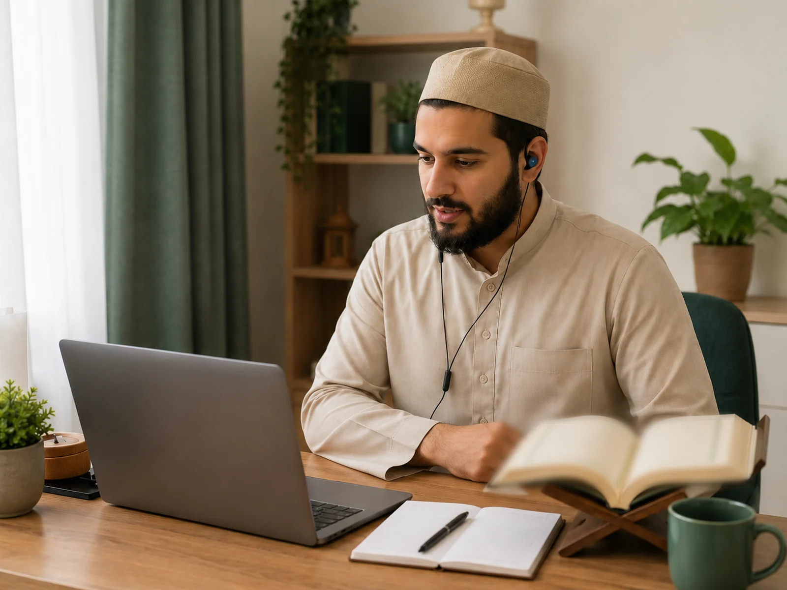 Illustrative online Quran learning scene